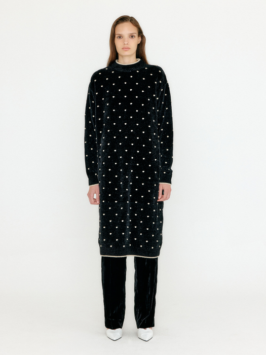 Eenk Votty Pompom Knit Dress - Black