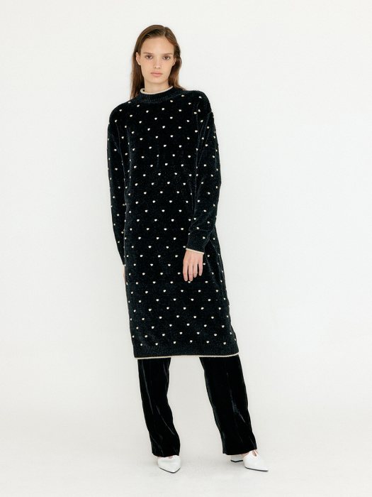 Eenk Votty Pompom Knit Dress - Black