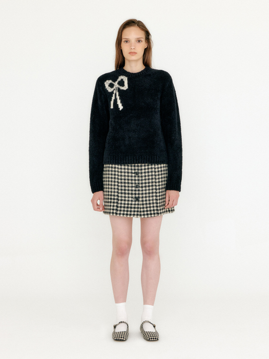 Eenk Vobina Fleece Ribbon Knit Pullover - Black