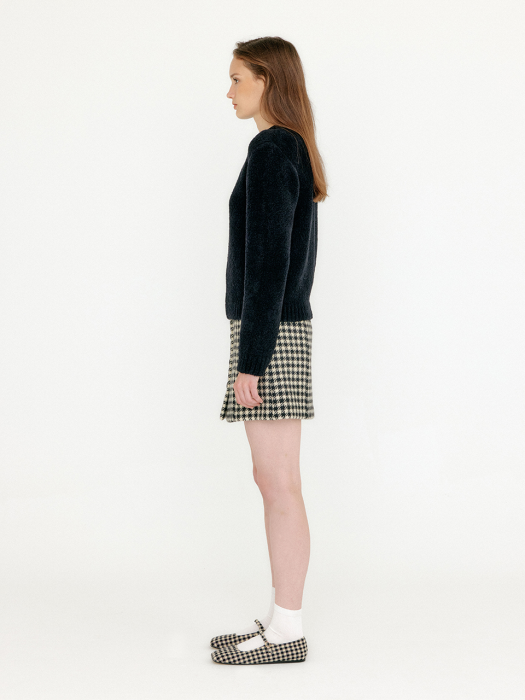 Eenk Vobina Fleece Ribbon Knit Pullover - Black