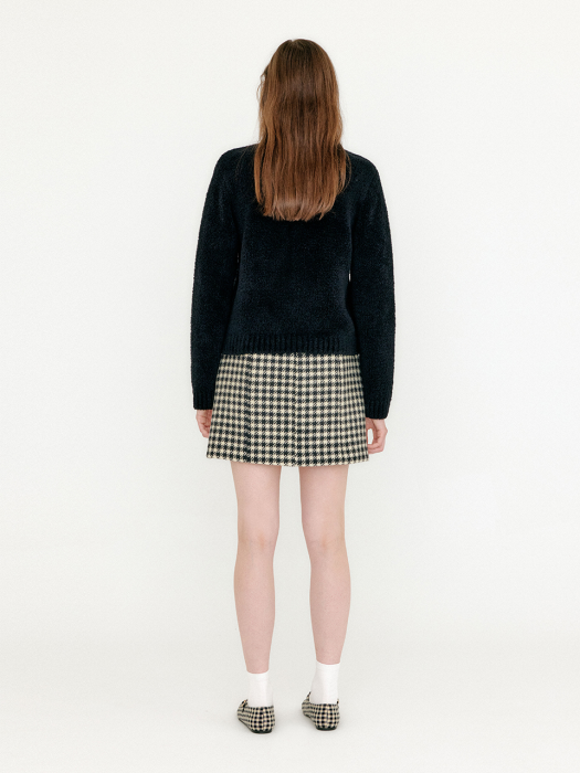 Eenk Vobina Fleece Ribbon Knit Pullover - Black