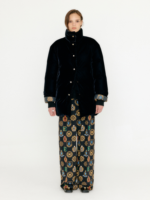 Eenk Varissa Velvet Down Coat - Black