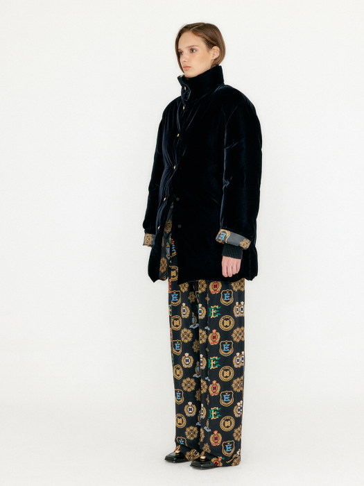 Eenk Varissa Velvet Down Coat - Black