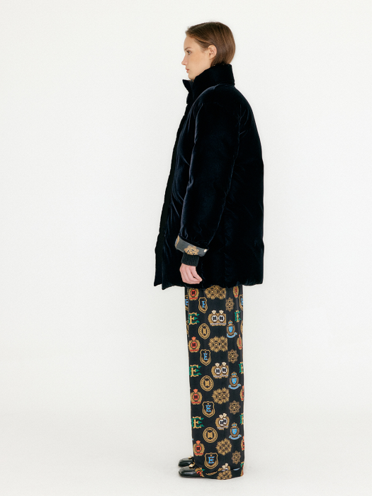 Eenk Varissa Velvet Down Coat - Black