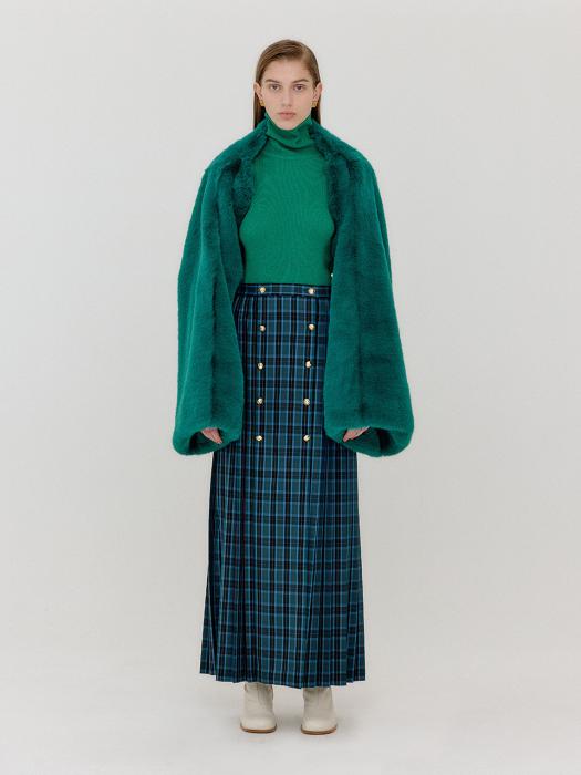 [EENK] Veather Faux Fur Bolero - Green