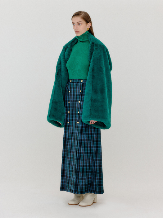 [EENK] Veather Faux Fur Bolero - Green