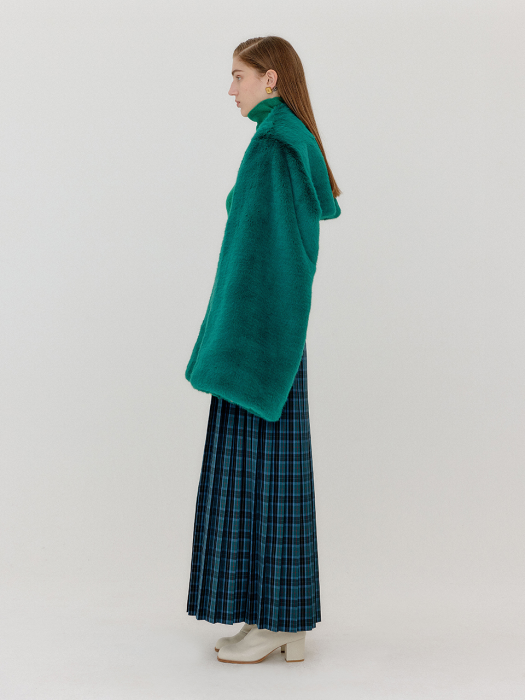 [EENK] Veather Faux Fur Bolero - Green