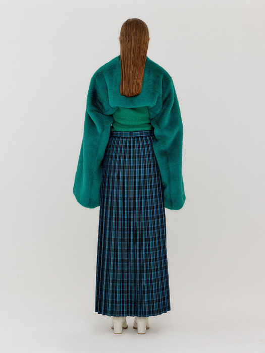 [EENK] Veather Faux Fur Bolero - Green