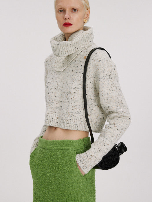 [recto] NECK WARMER DETAIL CHUNKY SWEATER ,OATMEAL