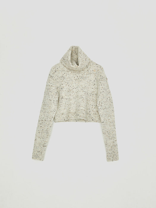 [recto] NECK WARMER DETAIL CHUNKY SWEATER ,OATMEAL