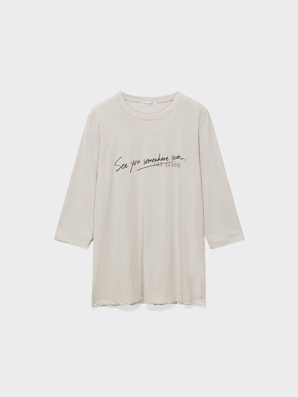 Low Classic Lettering Long Tee Fog Beige - Low Classic