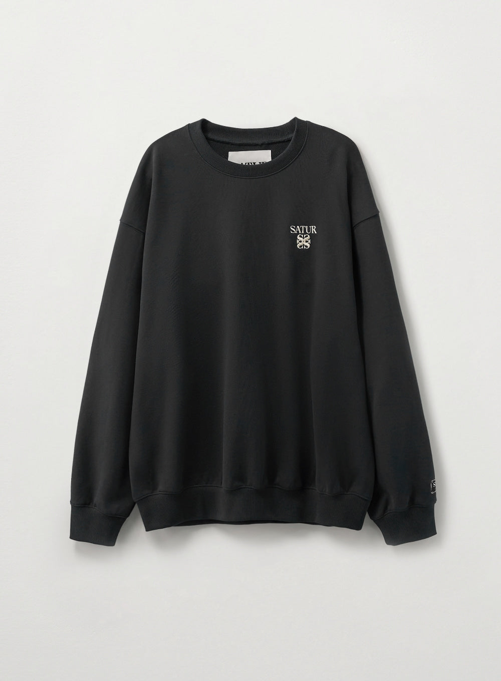 [satur] Loren Small Logo Basic Sweatshirt - Charcoal