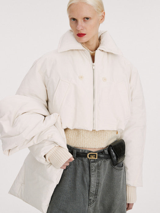 [recto] SHAWL DETAIL CROP DOWN JUMPER, IVORY