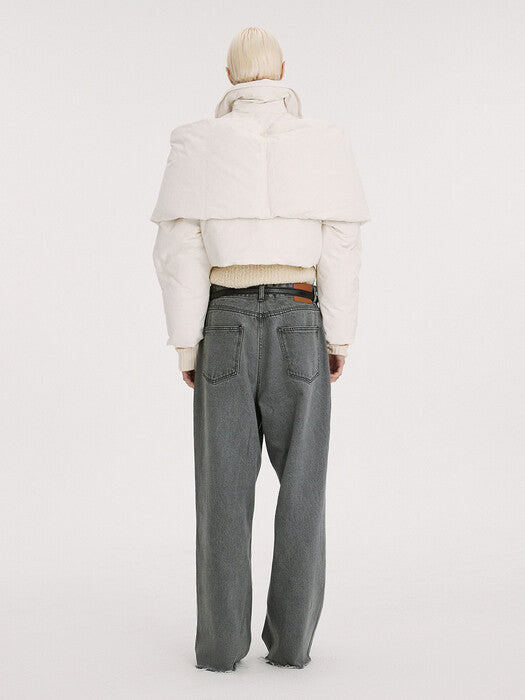 [recto] SHAWL DETAIL CROP DOWN JUMPER, IVORY