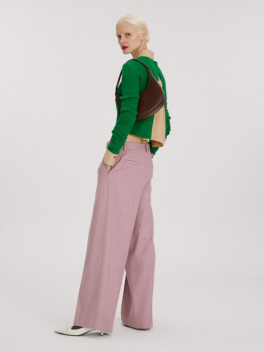 [recto] APPLIED TWILL SMOKE WIDE PANTS, PINK