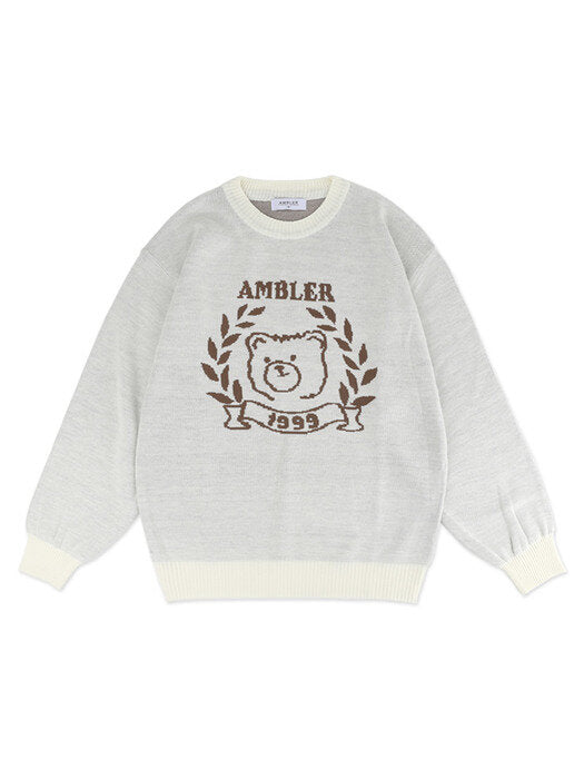 [ambler] Bay tree Bear Over fit Sweater AKN301 (ivory)