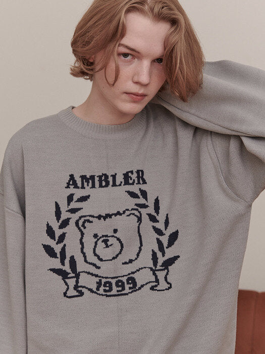 [ambler] Bay tree Bear Over fit Sweater AKN301 (melange)