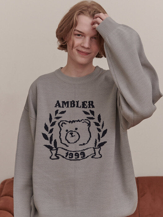 [ambler] Bay tree Bear Over fit Sweater AKN301 (melange)