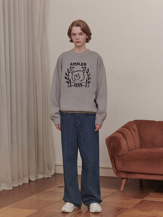 [ambler] Bay tree Bear Over fit Sweater AKN301 (melange)