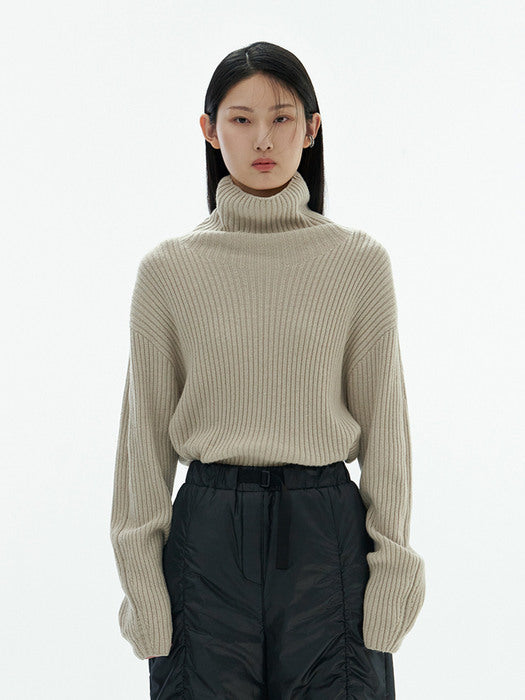 [amomento] RIBBED TURTLE PULLOVER (3COLORS)