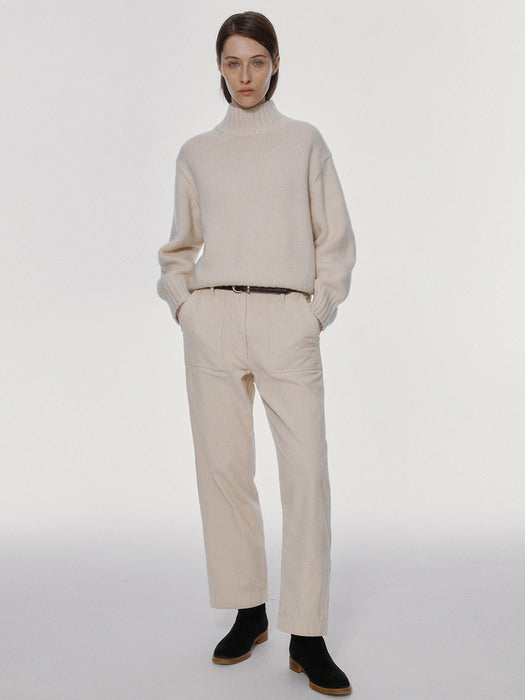 [nothing written] Double folded corduroy pants (Cream)