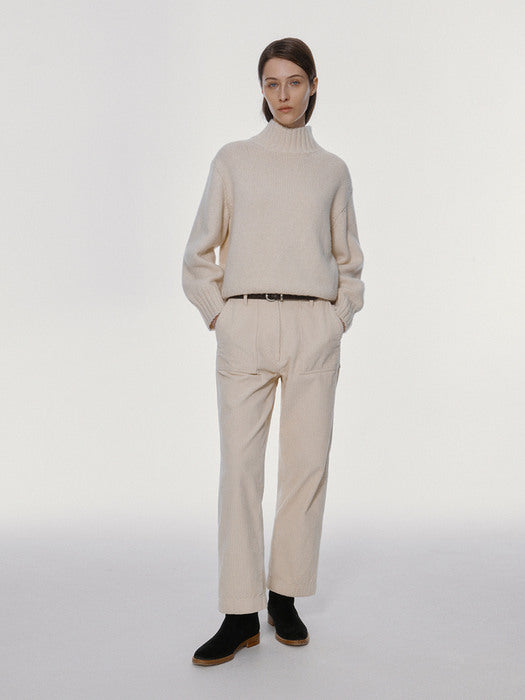 Nothing Written Double folded corduroy pants (Cream)