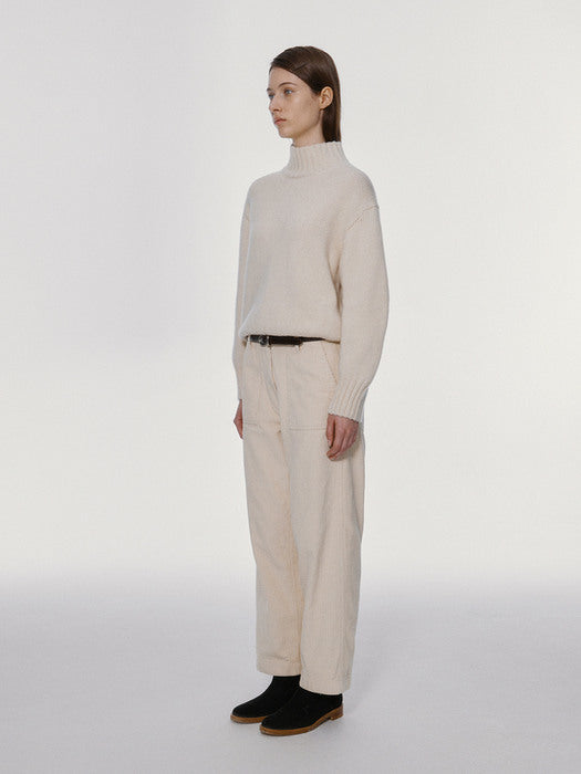 [nothing written] Double folded corduroy pants (Cream)