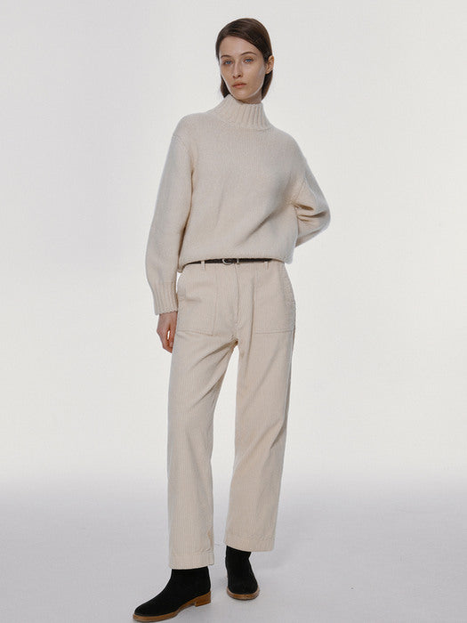 Nothing Written Double folded corduroy pants (Cream)