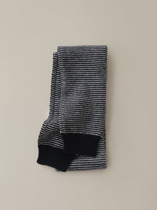 [nothing written] Caron stripe knit muffler (Dark navy)
