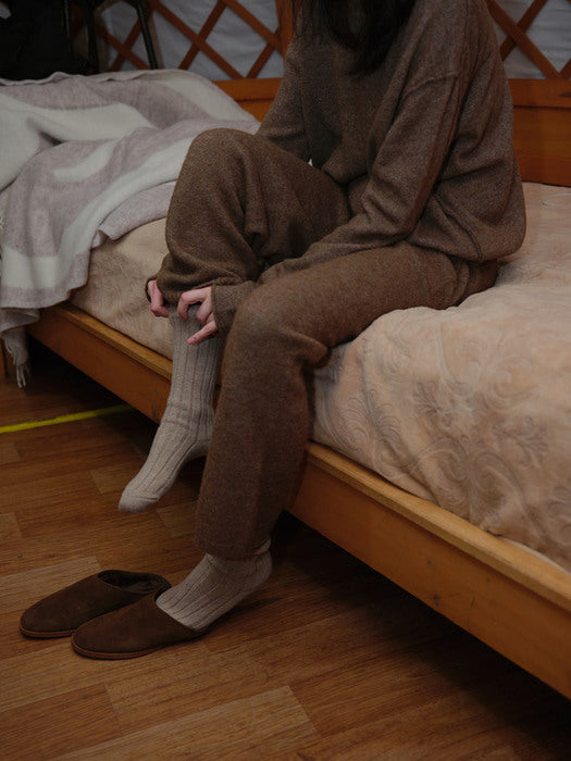 [moia] alpaca knit pants (brown)