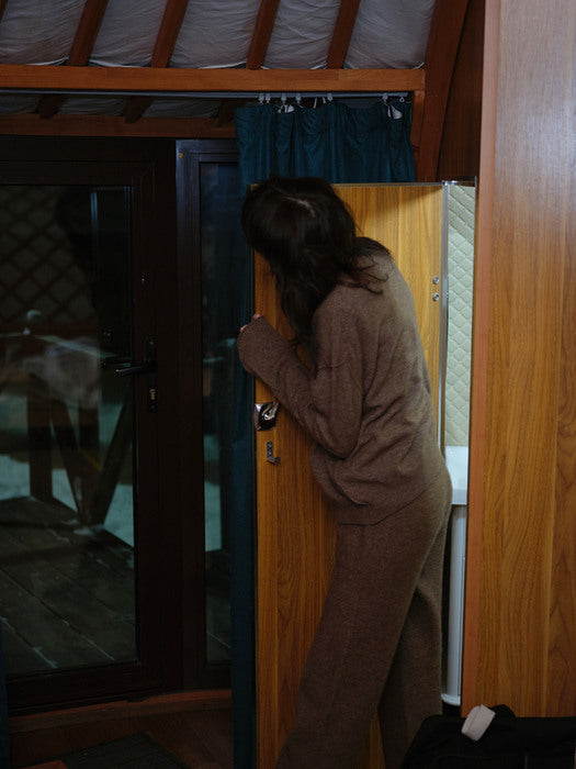 [moia] alpaca knit pants (brown)