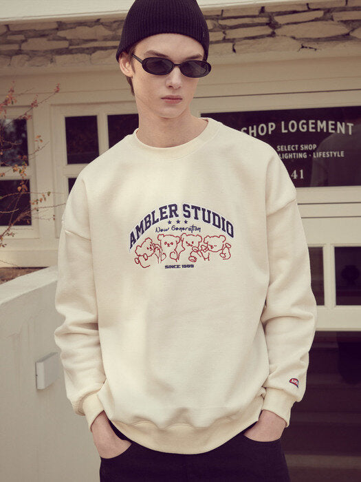 [ambler] New Generation Over fit Sweatshirt AMM1018 (ivory)