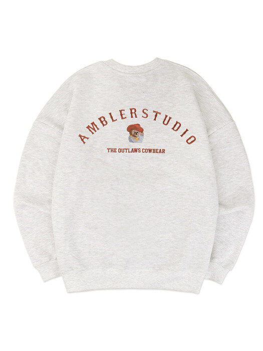 [ambler] Cowboy bear Over fit Sweatshirt AMM1019 (oatmeal)
