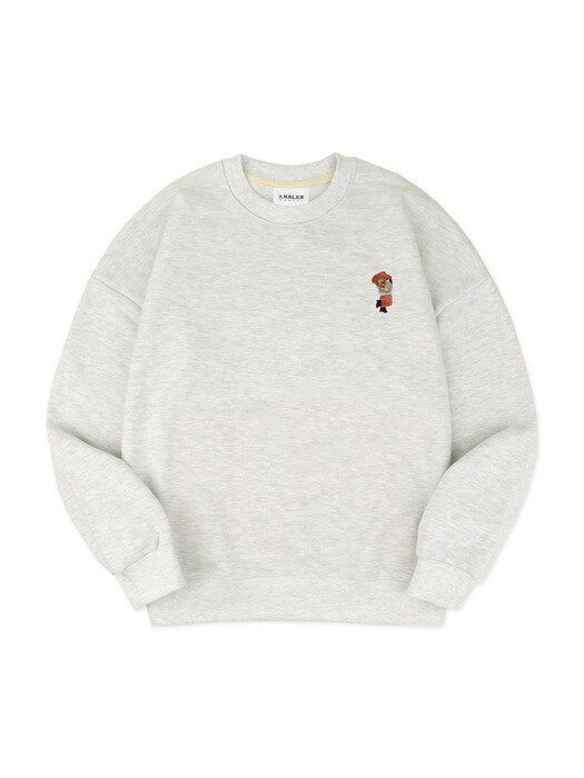 [ambler] Cowboy bear Over fit Sweatshirt AMM1019 (oatmeal)