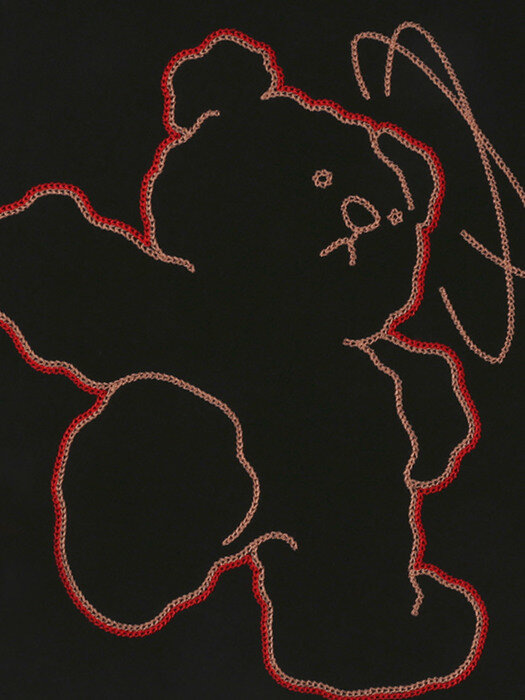 [ambler] Giddy bear Over fit Sweatshirt AMM1020 (black)