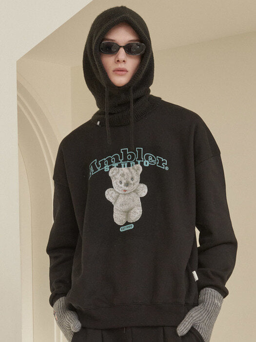 [ambler] My favorite doll Over fit Sweatshirt AMM1021 (black)