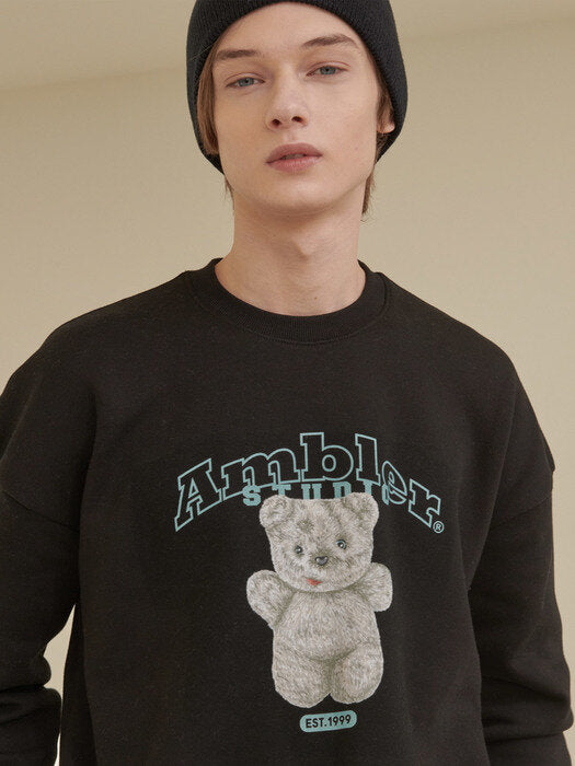 [ambler] My favorite doll Over fit Sweatshirt AMM1021 (black)