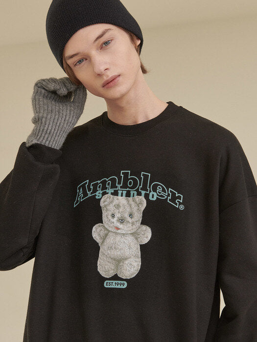 [ambler] My favorite doll Over fit Sweatshirt AMM1021 (black)