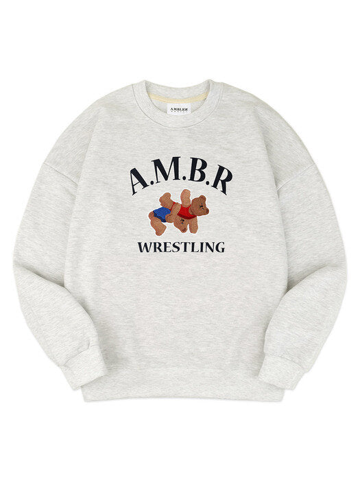 [ambler] Wrestling Over fit Sweatshirt AMM1022 (oatmeal)