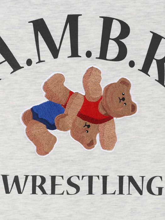 [ambler] Wrestling Over fit Sweatshirt AMM1022 (oatmeal)