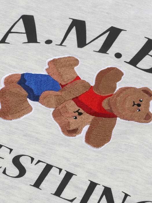 [ambler] Wrestling Over fit Sweatshirt AMM1022 (oatmeal)