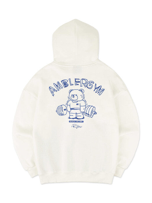 [ambler] Deadlift Bear Over fit Hoodie AHP908 (ivory)