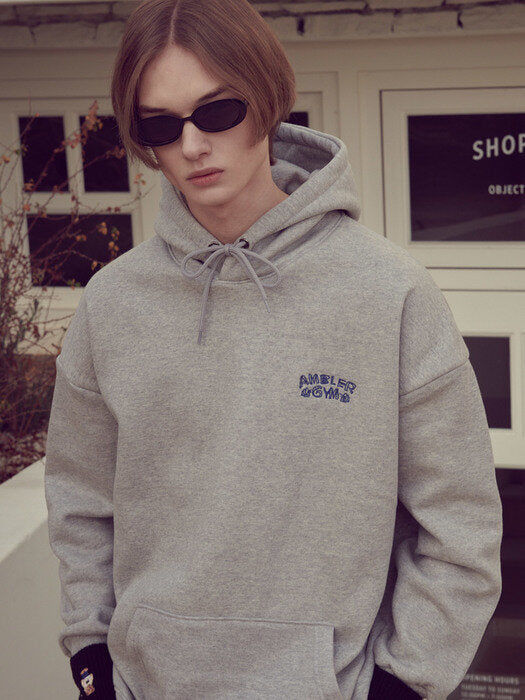 [ambler] Deadlift Bear Over fit Hoodie AHP908 (melange)