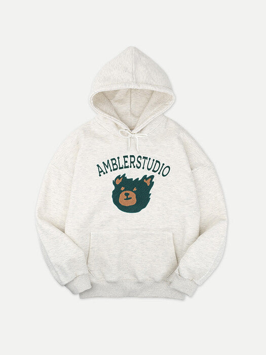 [ambler] Green Bear Over fit Hoodie AHP909 (oatmeal)