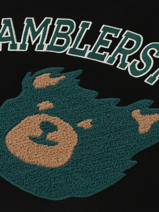 [ambler] Green Bear Over fit Hoodie AHP909 (black)