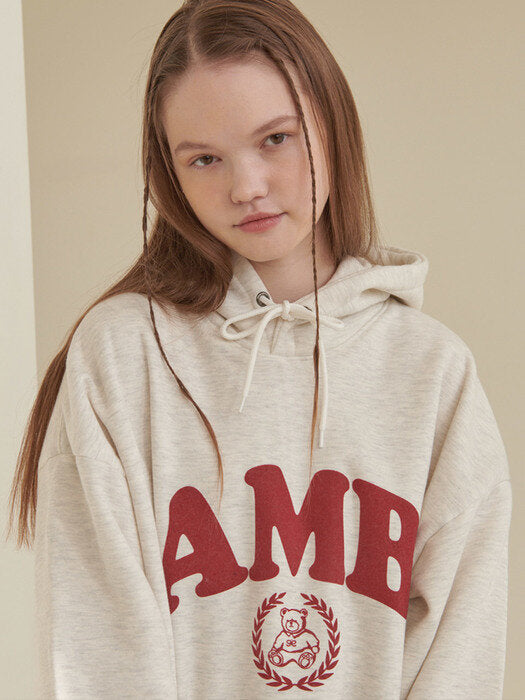 [ambler] Big Logo Over fit Hoodie AHP912 (oatmeal)