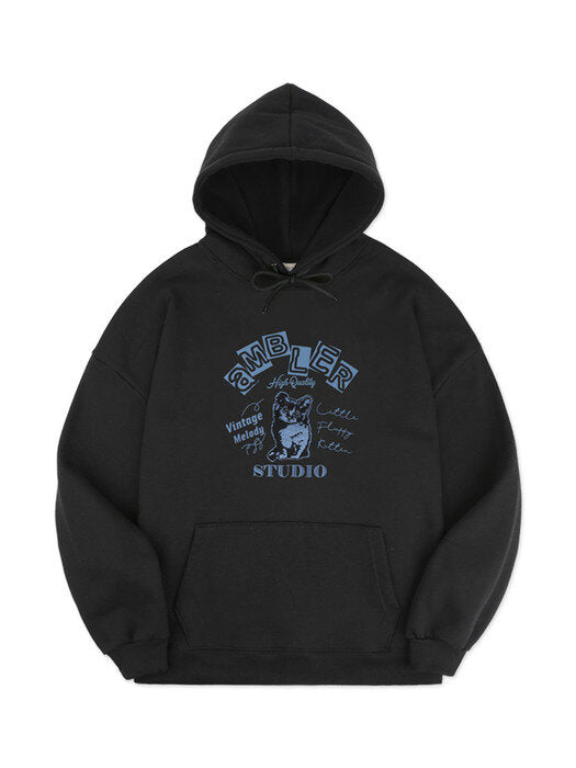 [ambler] Kitty Over fit Hoodie AHP913 (black)