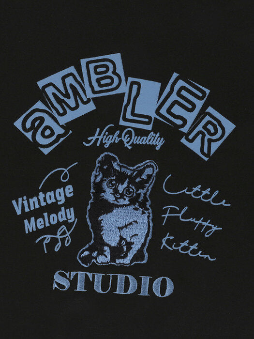 [ambler] Kitty Over fit Hoodie AHP913 (black)