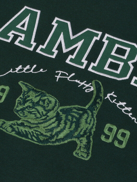 [ambler] Little cat Over fit Hoodie AHP914 (green)