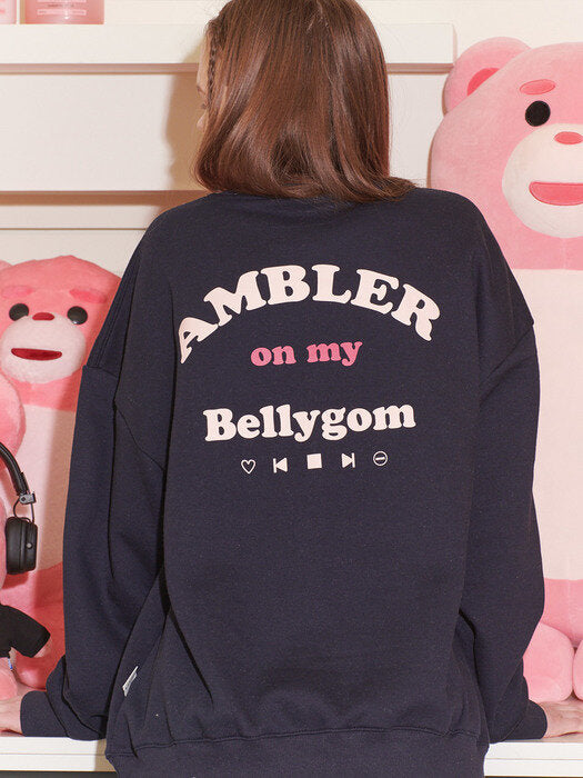 [ambler] Headphone Belly Over fit Sweatshirt BMM210 (navy)